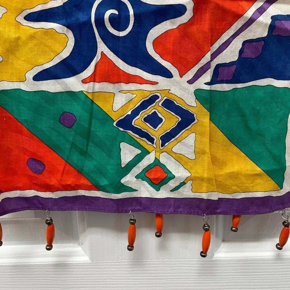 Ginnie Johansen  Abstract Geometric Scarf Womens Colorful Retro‎ Vintage 90s